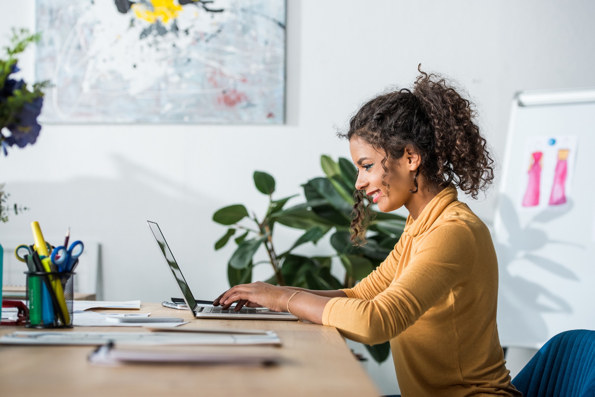 Woman working on a computer